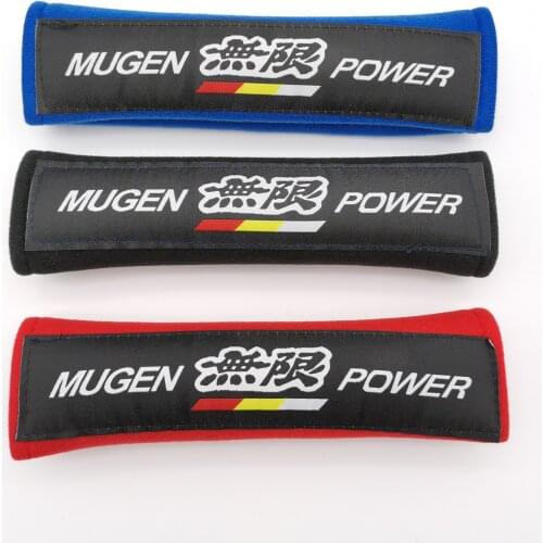 2Pcs Seatbelt Pad Auto Emblems Seat Belt Cover For Honda Mugen Power City Jazz Crv Car Accessories Badge JDM Car-styling