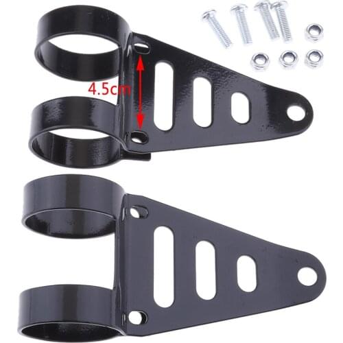2pcs Universal Motorcycle Headlight Lamp Fork Mounting Brackets 41-43mm (Black)