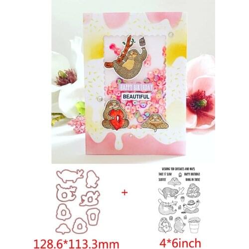 2020 Cute Animals Birthday Metal Cutting Dies&Coordinating Stamps For Scrapbooking Craft Die Cut Card Making Embossing Stencil