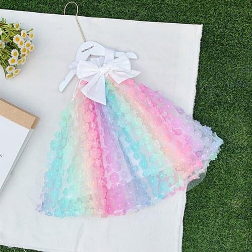 2021 Summer New Flower Dress For Girls Colorful Princess Dress Childrens Clothing Carnival Costume Birthday Party Vestidos 2-7Y