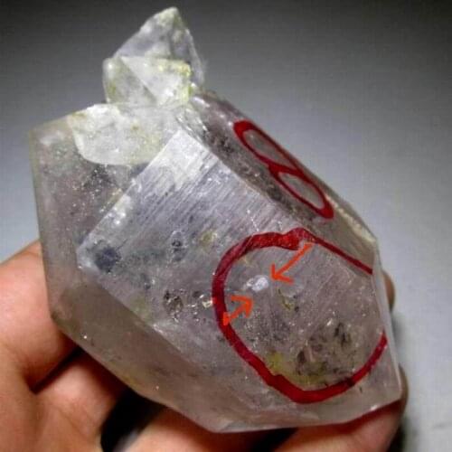 208g Skeletal Quartz Enhydro w/ 4 Moving Bubbles 2-5+mm - crystals and stones healing Mineral specimen Home Decor XX1212/15