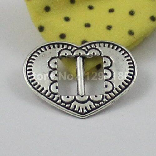 30pcs Fashion Heart Antique silver Slider For Bracelet Necklace Cord Beads Watch Chain DIY Making Accessory 21x27mm Hole:10x4mm