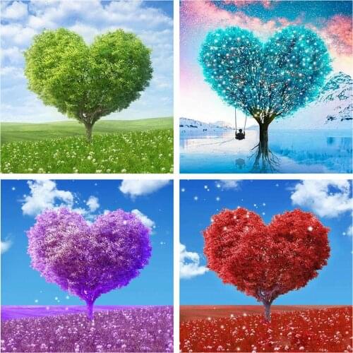 HUACAN 5d Diamond Painting Tree DIY Mosaic Landscape Full Square/Round Diamond Embroidery Cross Stitch Heart Wall Art Craft Kit