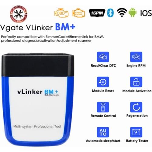 Original Vgate vLinker BM+ ELM327 V2.2 Scanner Bluetooth 4.0 wifi OBD 2 OBD2 Car Diagnostic ELM 327 Auto Tool For Many Cars