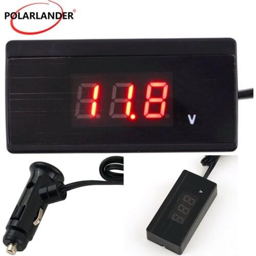 12V Auto voltmeter Thermometer Voltage Meter Gauge Monitor External Temperature Sensor Mini Digital Car Battery