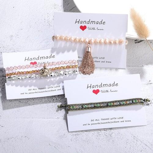 Adjustable Beaded Charm Bracelet 3 Styles Fashion Jewelry Pink Color Bangle Design for Women Rope Circle Handmade Cute Jewelry