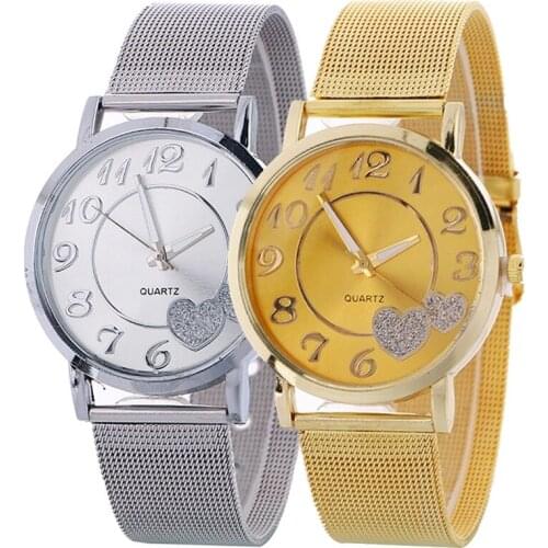 Nice Pop love luxury brand metal mesh with watch simple classic Vogue casual quartz high quality watch Relogio Masculino