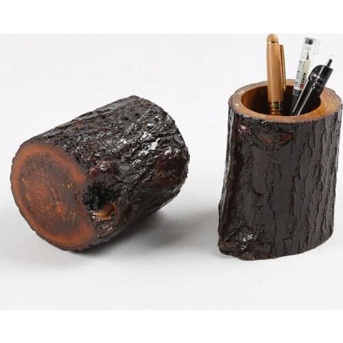 Tree root pen container large root carving tree root pen holder natural wooden pen case