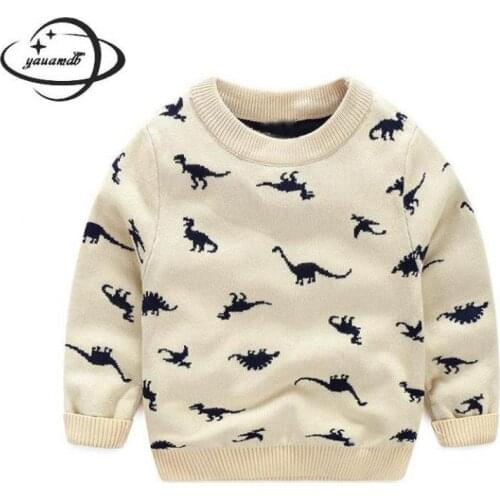 Yauamdb Kids Sweaters Winter Knitwear 4-11y Girls Boys Cartoon Dinosaur Pullover O Neck Fashion Childrens TOP Clothes Ly29