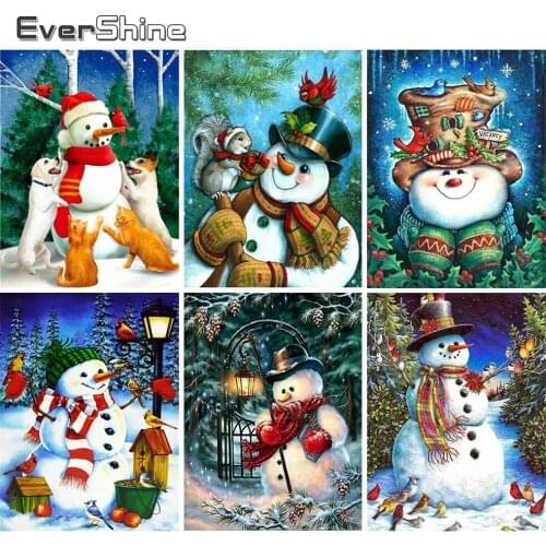 EverShine Diamond Embroidery Cartoon Picture Of Rhinestones 5D Diamond Painting Snowman Mosaic Winter Cross Stitch Wall Decor