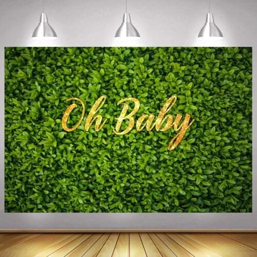 Oh Baby Photo Backdrop Green Leaf Newborn Happy Birthday Party Flower Children Baby Shower Photography Backgrounds Banner