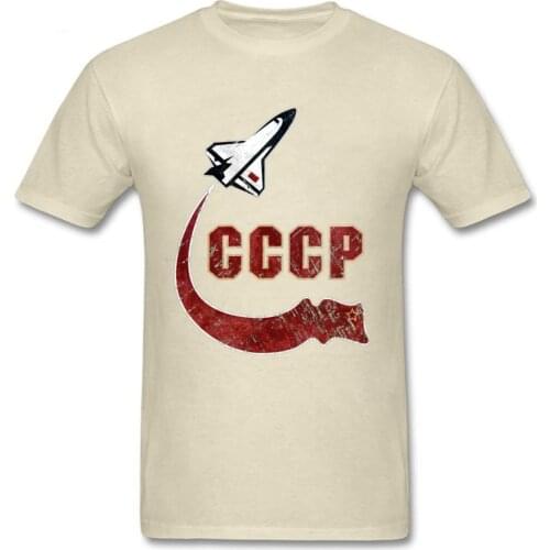 Fighter T-shirt Men Beige T Shirt CCCP Tops C C C P Tees Retro Design Space Program Tshirt Adult Russia Streetwear Wholesale