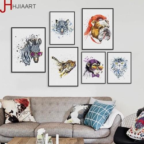 Watercolor Fashion Animals Head Zebra Lion A4 Large Art Prints Poster Wall Pictures Canvas Painting No Frame Home Decor