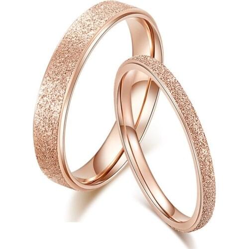 Fashion Frosted ring Stainless Steel Rose Gold ring For Woman Girl For Men Couple In Wedding Rings Women Jewelry