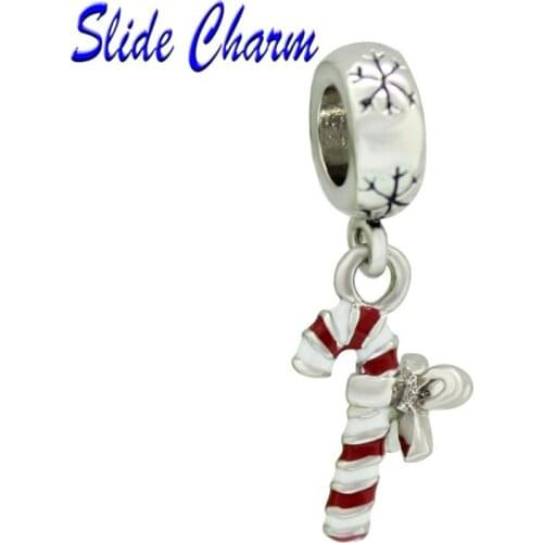 Fashion jewelry DIY charm European style Christmas beads, Christmas magic crutch pendant Fit Pandora Bracelet Necklace