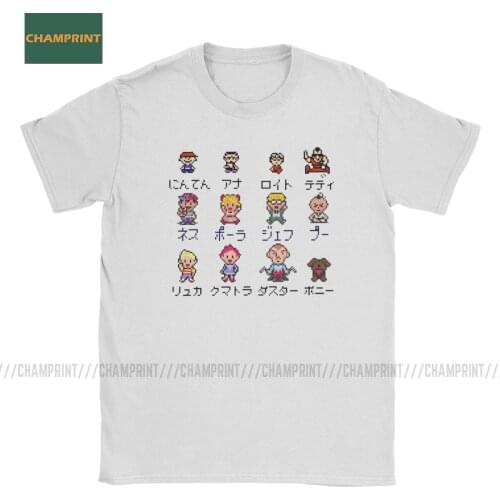 Mens T-Shirts Mother EarthBound Protagonist Cotton Tees Short Sleeve RPG Ness Lucas Giygas Video Game T Shirt Round Collar Tops