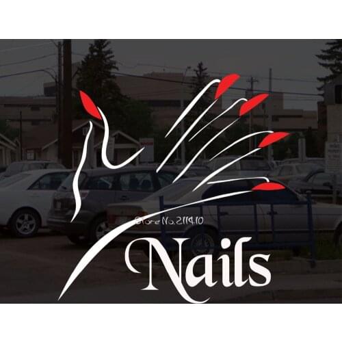 Beautiful Fingers Wall Sticker For Glass Store Window Manicure Nail Salon Wall Art Decal Custom Color High Quality Mural A534