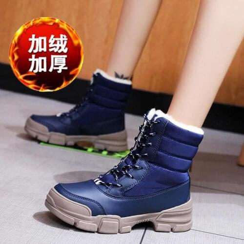 Plus Size Winter Warm High-level Sports Woman Sneakers Women Sport Shoes Female Tennis for Running Blue Fur Snekers Walk B-1512