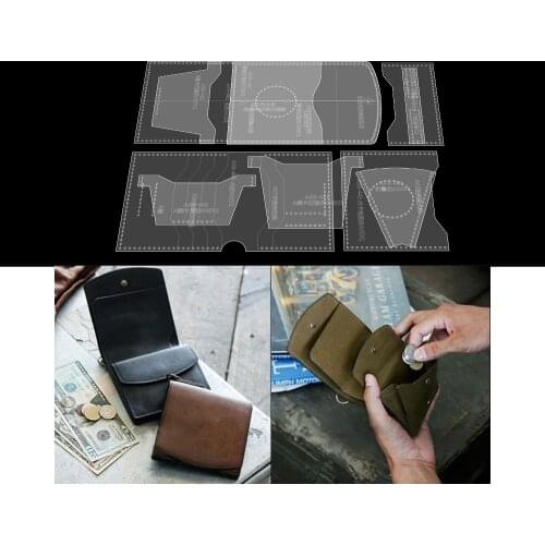 Diy Handmade Leather Tool Drawing Version Short Wallet Japanese Silver Clip Acrylic Version Design Pattern Template