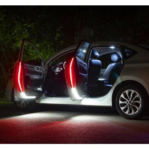 Car Door Safety Warning Lamp 12V Opening Warning Led Lamps Welcome Strip Anti Rear End Collision Automotivo Lighting