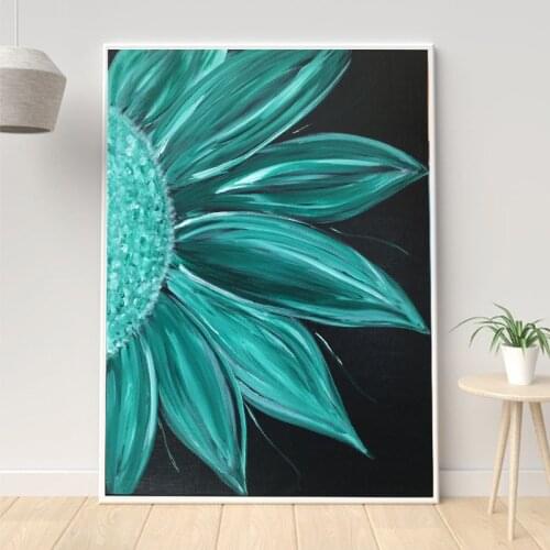 Nordic Modern Style Beautiful Green Flower Canvas Painting Minimalism Posters And Prints Wall Pictures For Living Room Decor