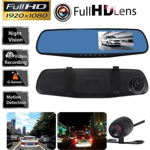 1080P HD Car DVR Dash Camera Mirror 170 Degree 4.3 Inch Display Auto Vehicle Driving Recorder Camera Dash Cam Car Camera Mirror
