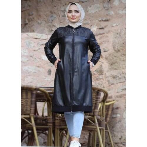 Women leather long jacket large size long jacket muslim fashion islamic clothing