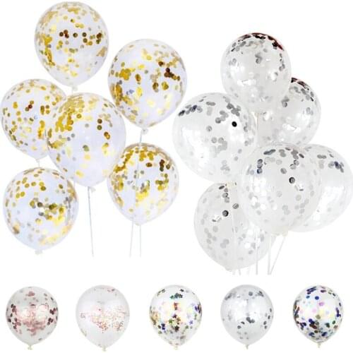 Confetti Balloons 10Pcs 12 Inch Transparent Latex Balloons with Rose Gold Silver Confetti for Wedding Party Birthday Decorations