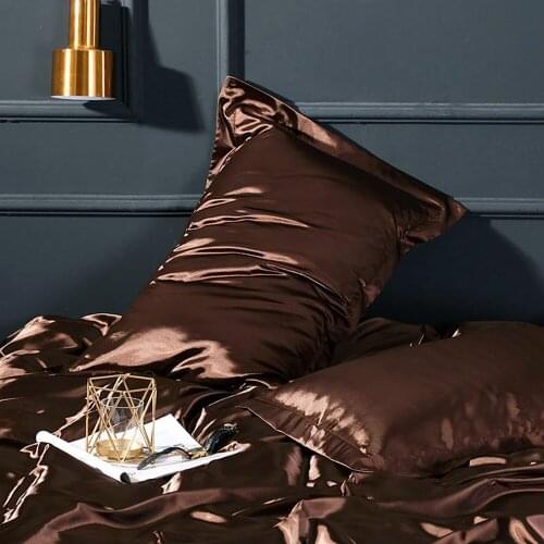 100% Pure Mulberry Silk Pillowcase Solid Color Soft Natural Silk Pillowcase Real Silk Pillowcase Silk Pillow case Brown 48x74cm