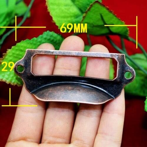 10x Vintage Red Metal Label Pull Frame Handle File Name Card Holder For Furniture Cabinet Drawer Box Case Bin Handle Knobs