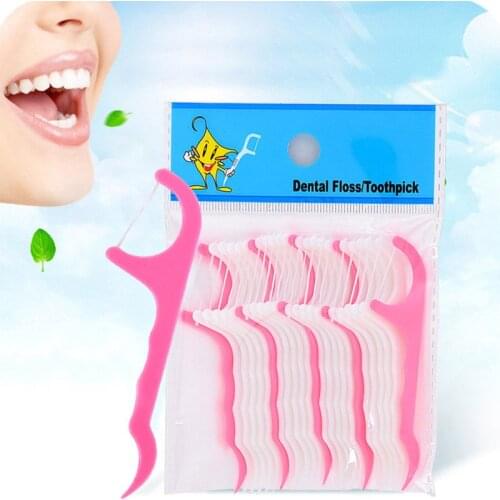 25 Pcs/Lot Disposable Dental Flosser Interdental Brush Teeth Stick Toothpicks Floss Pick Oral Gum Teeth Cleaning Care