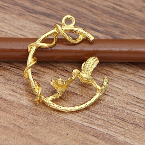 50pcs 26x29mm Metal Alloy Flowers Birds Pendant Accessories For Jewelry Making DIY Findings