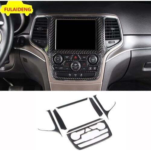 7pcs For Jeep Grand Cherokee 2014-2020 Carbon Fiber GPS Navigation Panel Cover Trim Car Styling Accessories