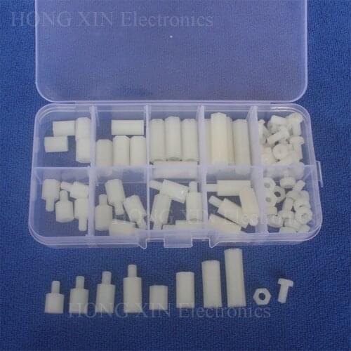 80pcs/set White Nylon Standoff M4 Hex Nylon Spacer Column Double Pass Nylon Plastic Spacing Screws for PCB Motherboard