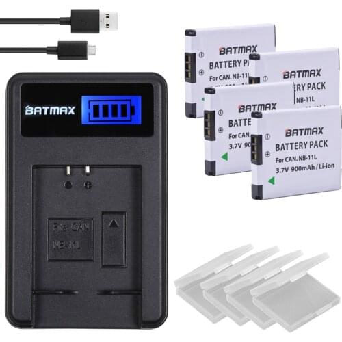 4Pcs 900mAh NB-11L NB 11L NB11L Camera Battery&LCD USB Charger for Canon A2600 A3500 A4000IS IXUS 125 132 140 240 245 265 155 HS