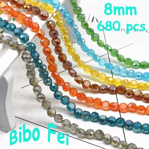 Free shipping 8mm 680PCS oval multi-faceted crystal beads, glass beads, bread crystal beads, bracelet necklace jewelry DIY