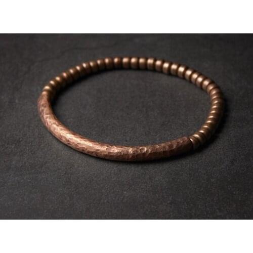 Handmade Hammered Pure Copper Bracelet Vintage Artificial Oxidized Street Rock Style Metal Unisex Jewelry For Men Women