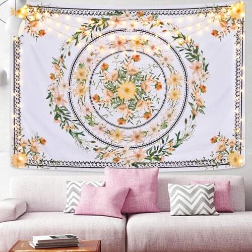 Flower Mandala Polyester 200*150cm Square Tapestry Wall Mount Carpet Throw Yoga Mat, Used for Family Bedroom Art Deco CarLG814-9