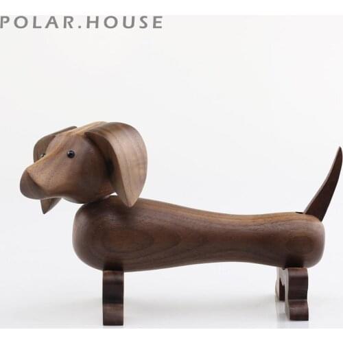 Nordic Style Dachshund Dog Wooden Figurines Birthday And Wedding Gifts Home Decoration Wood Crafts Tabletop Figurine Shelf Decor