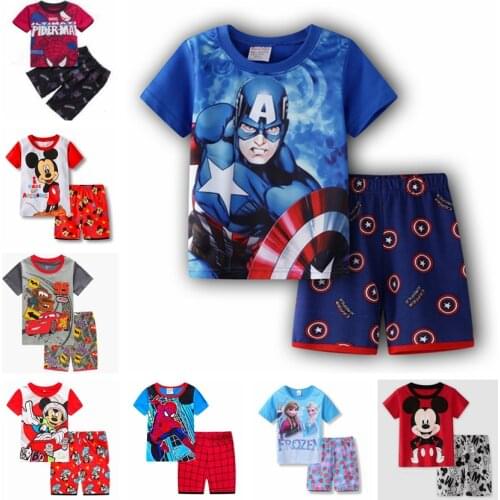 Kid Pajamas Set Cartoon Pixar Cars Lightning McQueen Mickey Baby Boy Girl Clothes Summer Childrens Sleepwear Pyjamas Pijamas Set