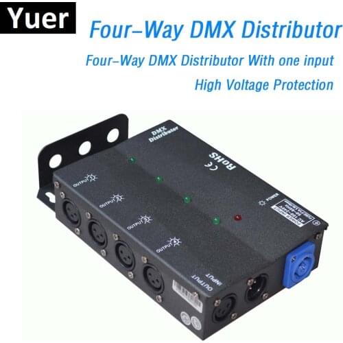 DMX512 Light Stage Lights Signal Amplifier Splitter 4 Way DMX Distributor KTV Stage Light Signal Amplifier UK/US/EU/AU Plug