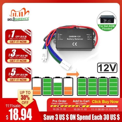 QNBBM 12V Lead Acid Battery Equalizer Balancer BMS Pevent from Corrosion and Sulfuration