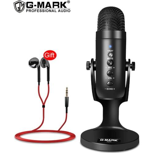 G-MARK POP4 Condenser Microphone USB Computer Mic ASMR Echo Real-Time Monitoring Tabletop Cardioid Studio Recording YouTube Live