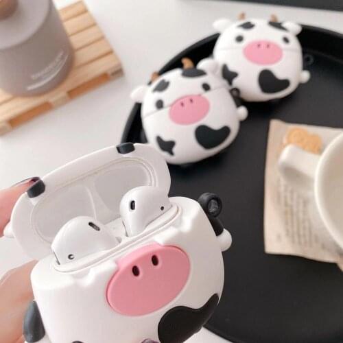 Cute 3D Cartoon Mini Cow Wireless Bluetooth Headset soft silicone cover For Airpods Pro 2 3 Earphone Protective case funda