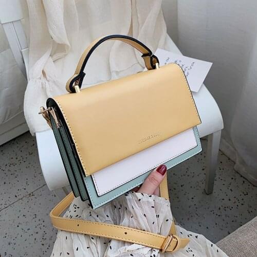 Fashion Women Handbag PU Leather Color Contrast Crossbody Shoulder Bag Female Luxury Designer Hand Bag Small Tote Bags Purse