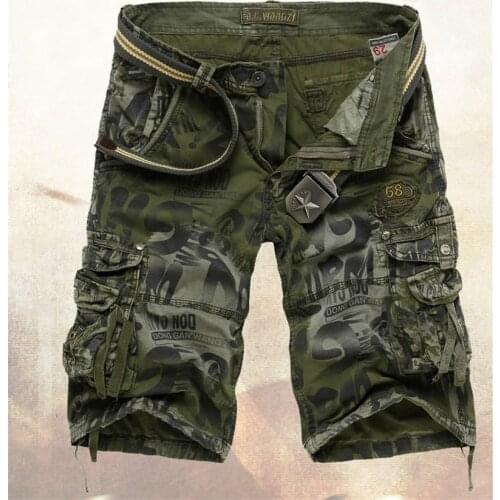 Mens Shorts Loose Multi-Pocket Army Camouflage Short Men Casual Cotton Straight Overalls Male Trouser Sweatpants Short Homme