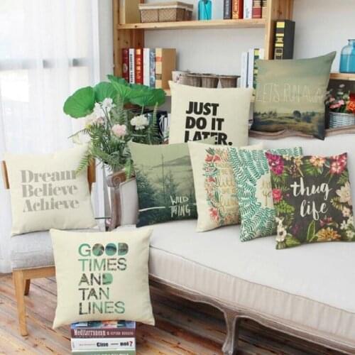 Throw Pillow Case Alphabet Cushion Pillow Cover Cotton Linen Pillowcase Square for Home Sofa Bed Decor 45x45cm, 1pcs