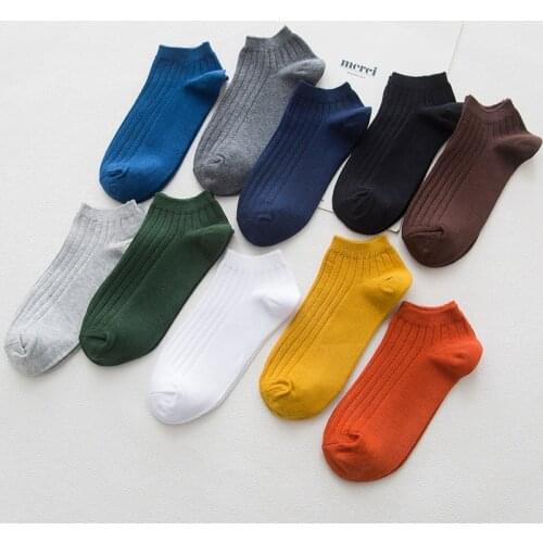 New Mens Thin Cotton Socks Deodorant Sweat-absorbent Casual Solid Color Stripes Black Purple Blue Mens Socks