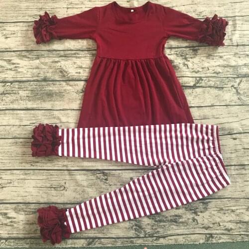 Girls fall 100% cotton icing ruffle dress match icing pants kids outfits Halloween winter autum boutique girls clothing set
