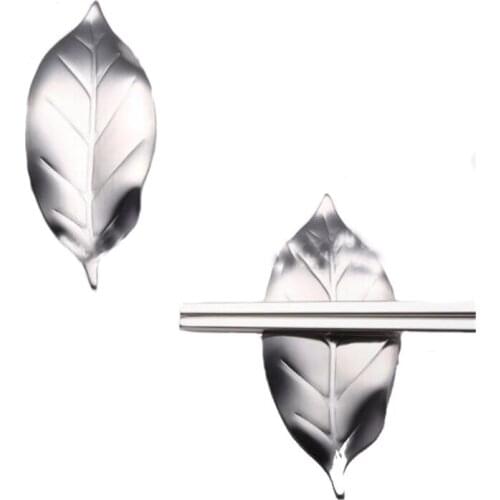 Stainless Steel Chopsticks Holder Stand Leaf Shape Chopstick Rest Rack Art Craft Table Decor Kitchen Accessories